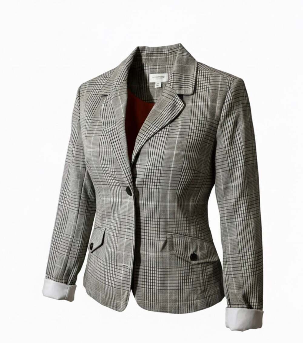 Isaac Mizrahi for Target Plaid Notch Lapel Two-Button Cotton Blazer